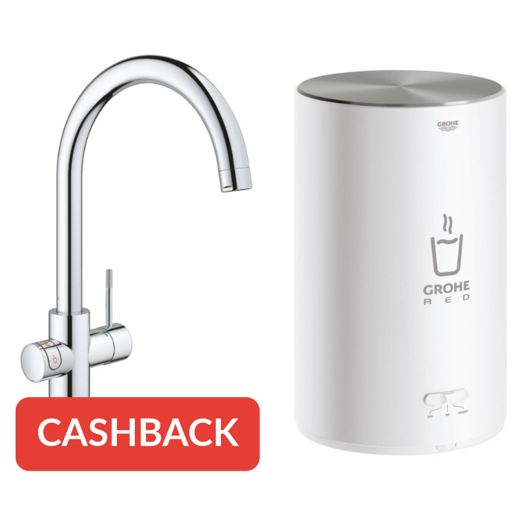 Grohe Red 3-in-1 kokendwaterkraan met C-uitloop en M-size boiler chroom