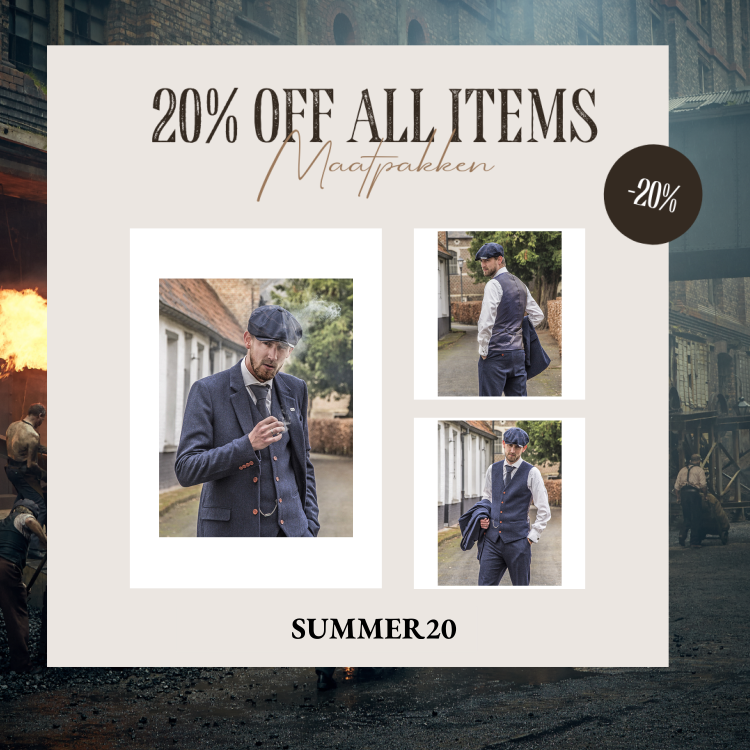 Maatpak Voor Heren | 3-delig Pak | Marineblauw Visgraat | Thomas Shelby | Peaky Blinders | Peaky Blinders