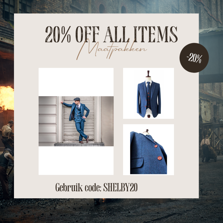 Maatpak Voor Heren | 3-delig Pak | Blauw Visgraat | Thomas Shelby | Peaky Blinders | Peaky Blinders
