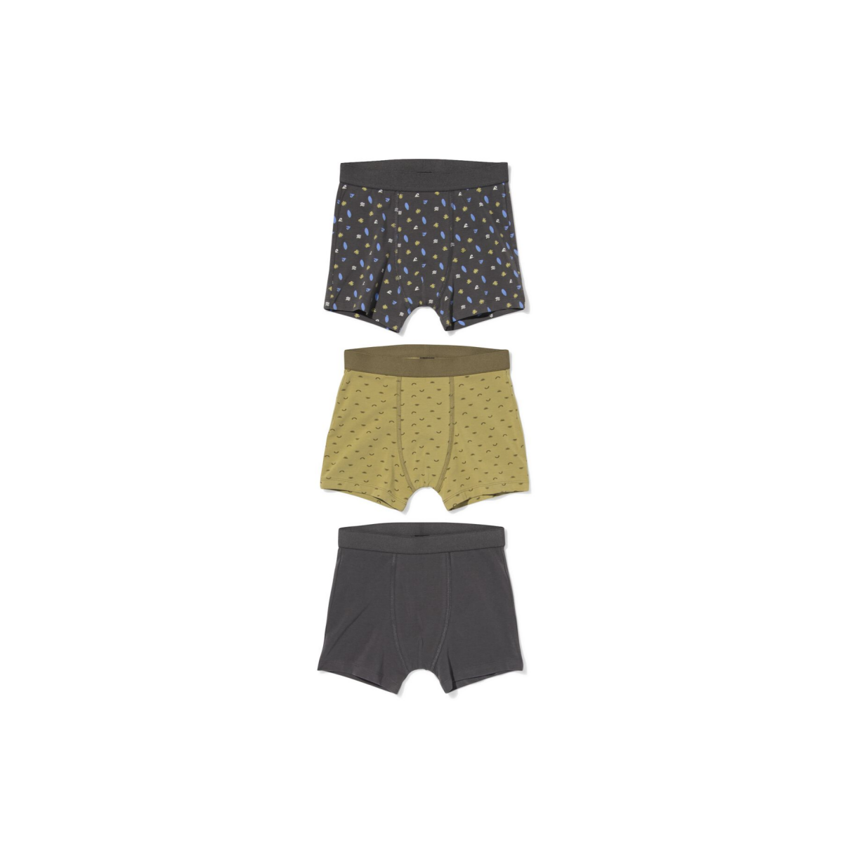 HEMA HEMA Kinderboxers Surf - 3 Stuks Antraciet (antraciet)