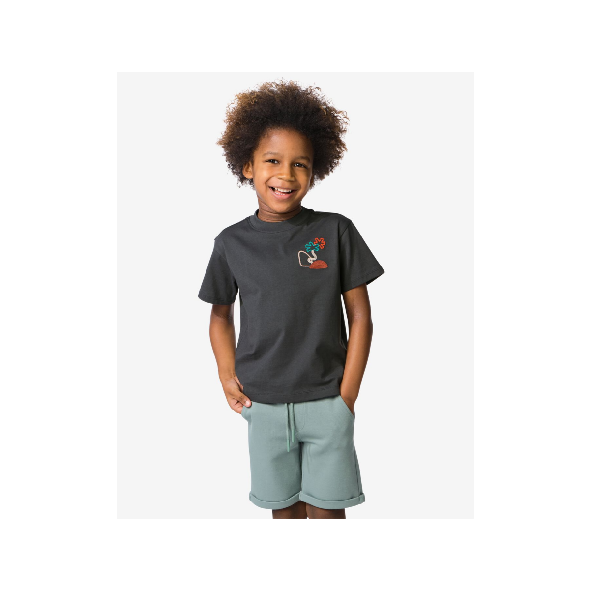 HEMA Kinder T-shirt bomen donkergrijs (donkergrijs)