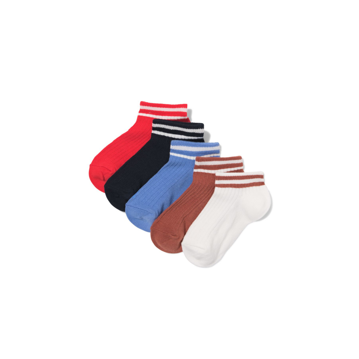 HEMA Kinder enkelsokken rib strepen - 5 paar gebroken wit (gebroken wit)
