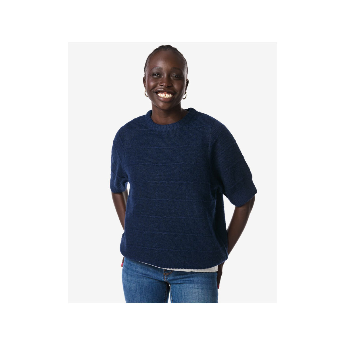 HEMA Damestrui Fyra gebreid donkerblauw (donkerblauw)