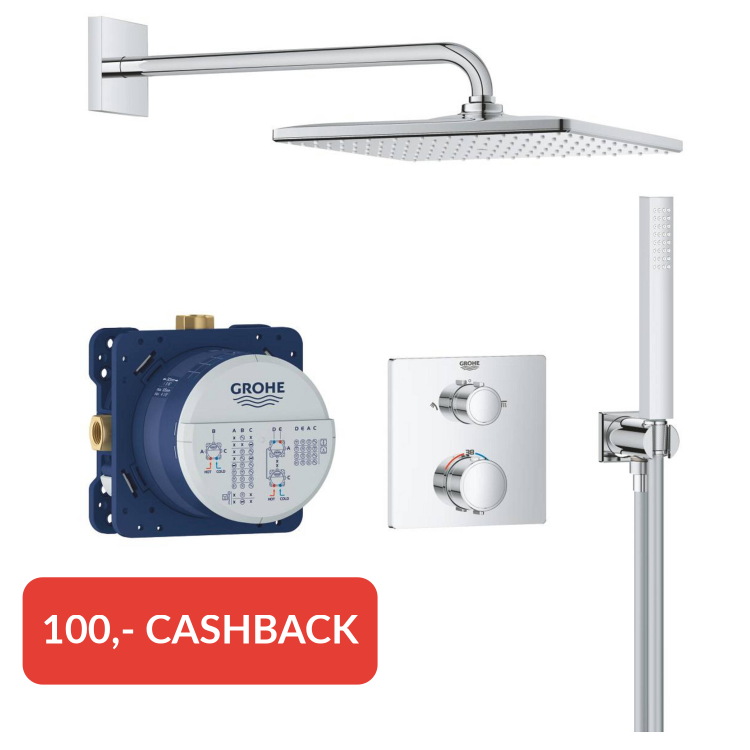 Grohe Precision 310 Mono inbouw regendoucheset met 2 straalsoorten vierkant Ø31cm chroom