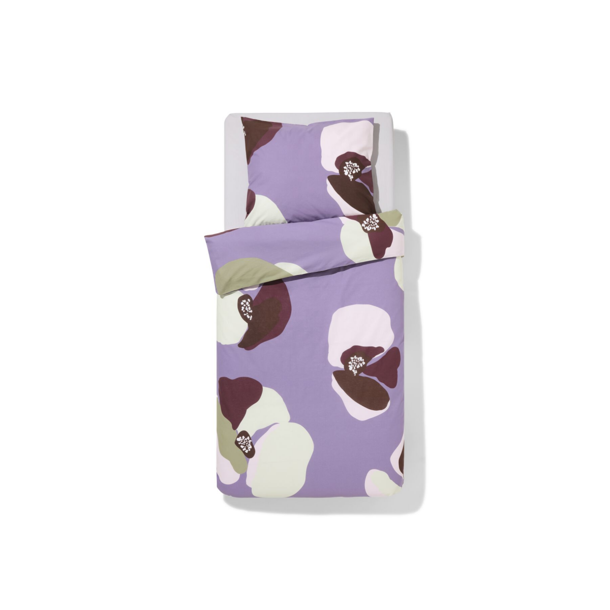 HEMA Dekbedovertrek 140x200/220cm zacht katoen bloemen (paars)
