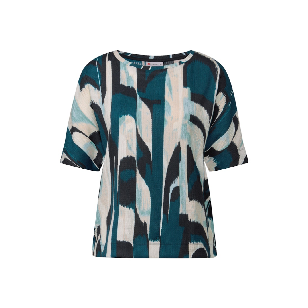 Street One Crinkle Shirt Muster Polyester Blau