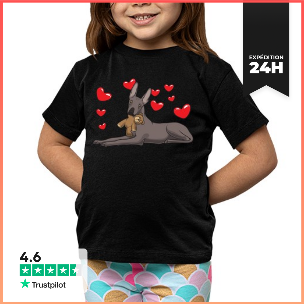 Tee Shirt Pour Enfant Manche Courte Chien Xoloitzcuintle Avec Animal En Pel-image