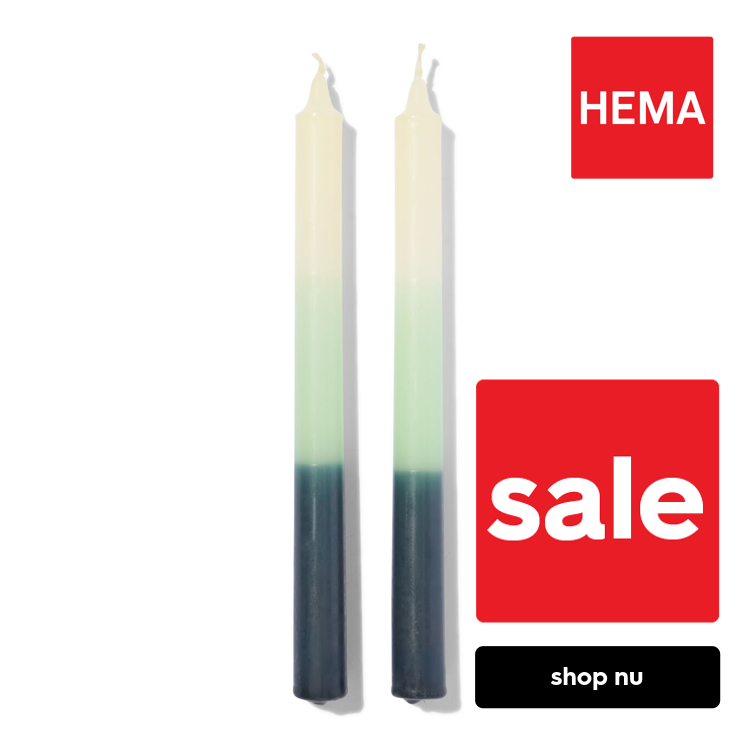 HEMA Korte huishoudkaarsen dip-dye - 2 stuks (groen)