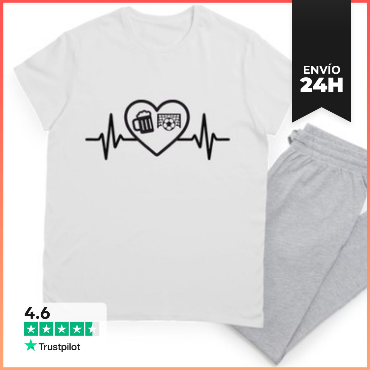 Pijama Corazón Fútbol Cerveza Idea Regalo Fútbol Aperitivo Humor