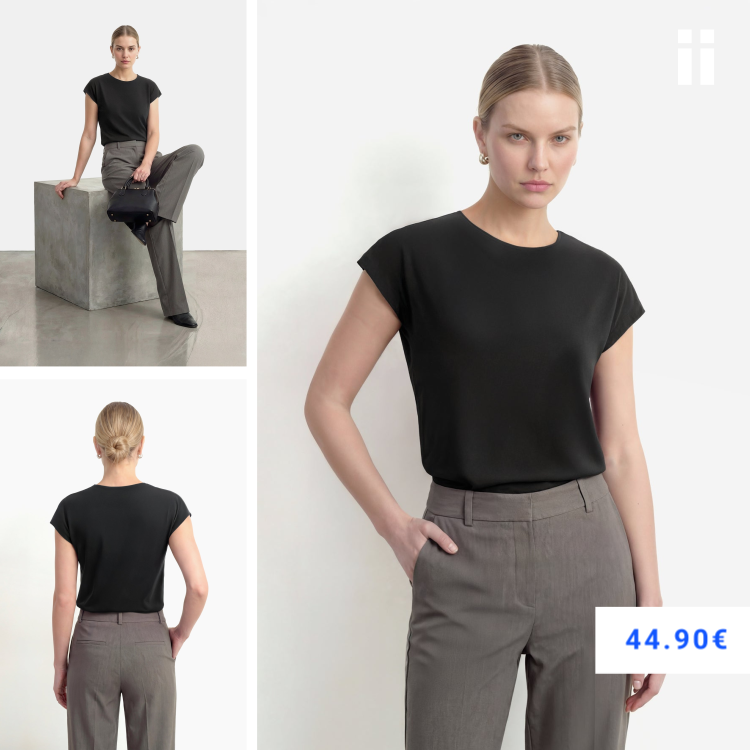 Camiseta mujer kimono negro Soft