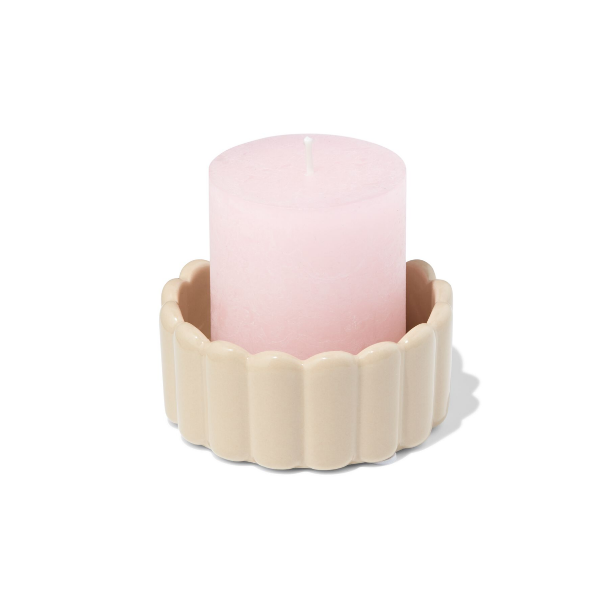 HEMA Kaarsonderzetter ⌀10cm keramiek ribbel zand (zand)