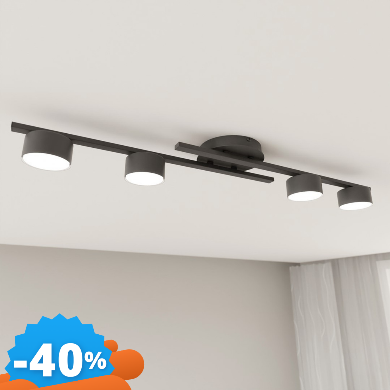 Emibig Lighting Nero/Bianco Lampada Da Soffitto In Acciaio Fragment 4 Da Interno 4Xgx53