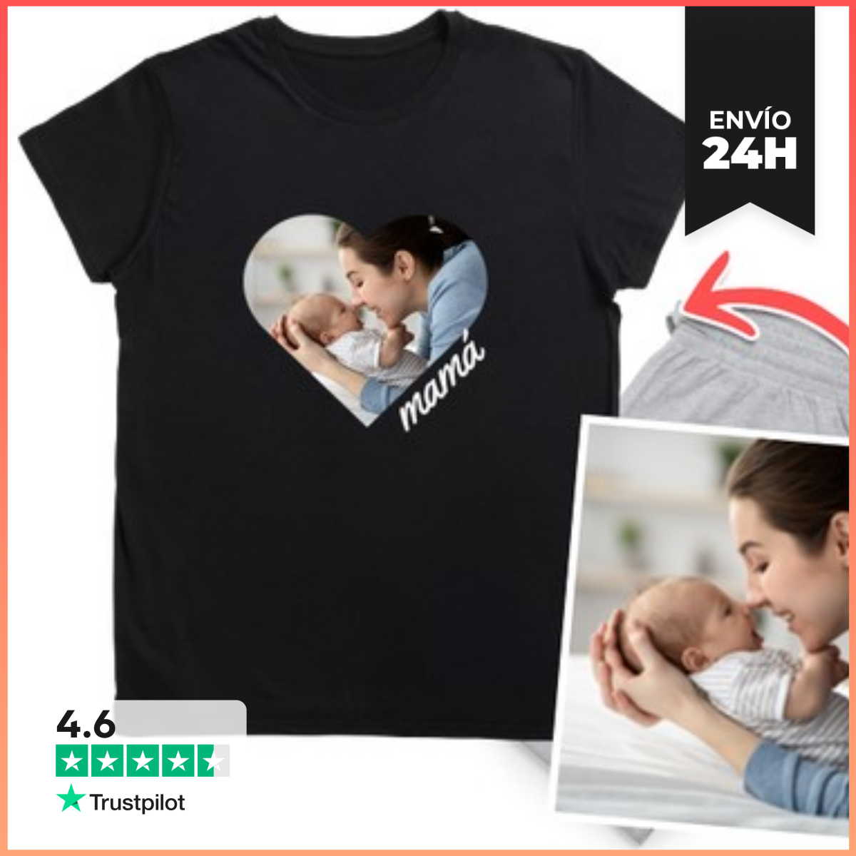 Pijama corazón mamá con foto personalizable laTostadora