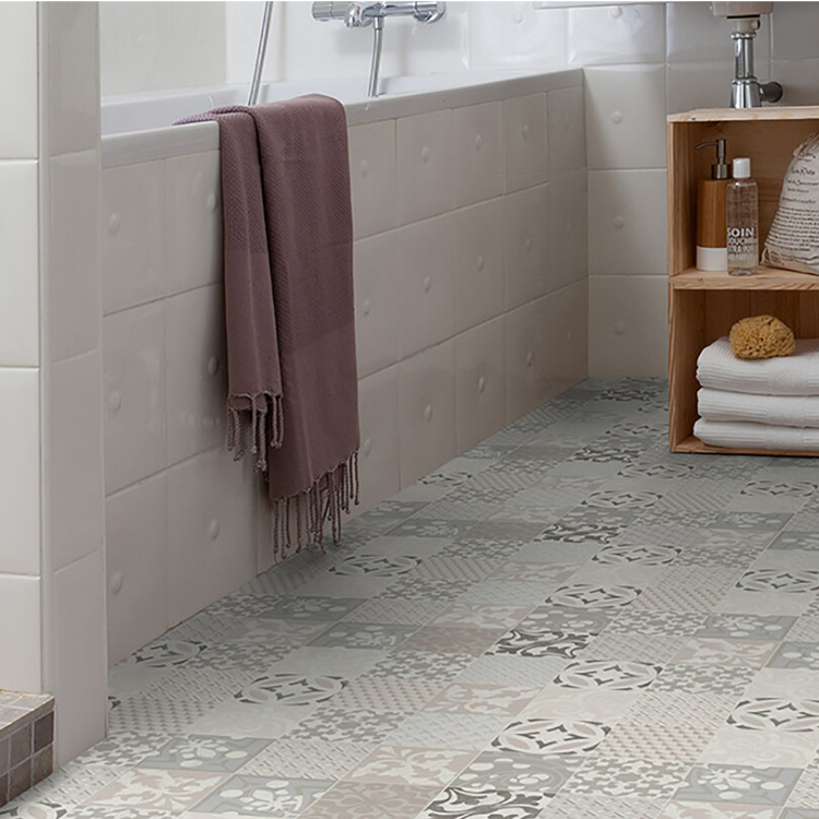 Rouleau 4m de sol PVC effet carreaux ciment pose libre provence creme Gerflor - 2500 cm x 400 cm x 0.29 cm