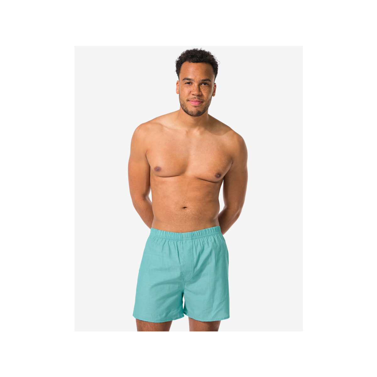 HEMA Losse herenboxer chambray groen (groen)