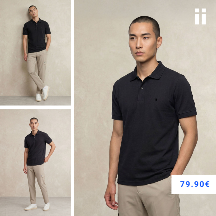 Polo manga corta hombre negro Ranger
