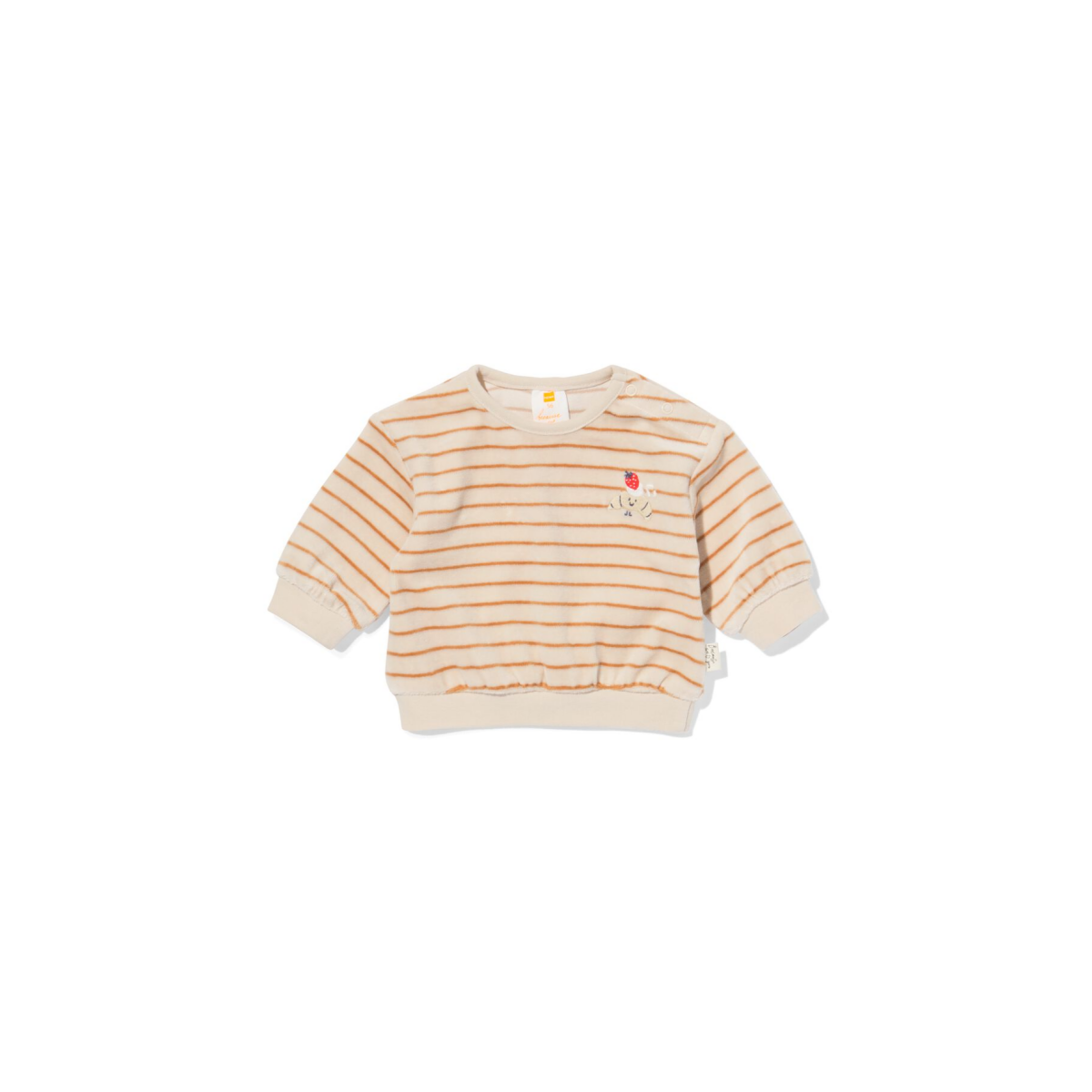 HEMA Newborn trui velours strepen ecru (ecru)