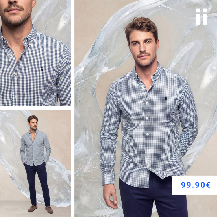 Camisa casual hombre estampado vichy regular Ice
