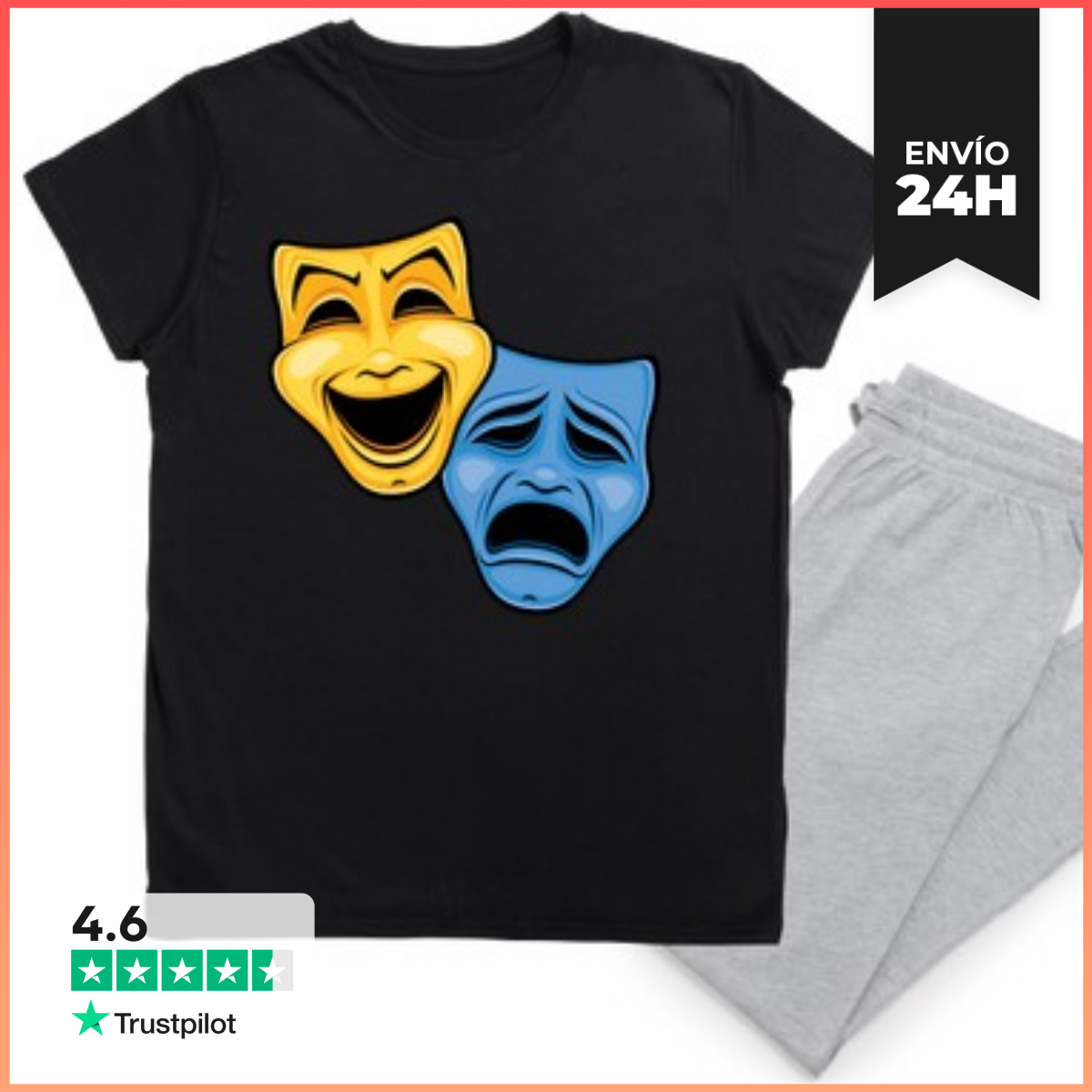 Pijama Máscaras teatrales de comedia y tragedi laTostadora