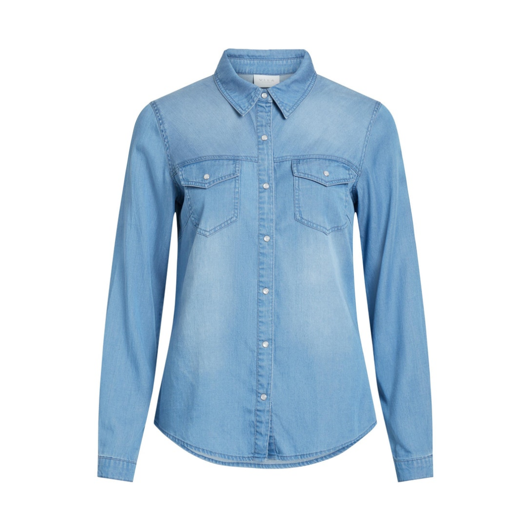 Vila - Damen Langarmbluse - Blau - Größe: XXL - bei Tara-M