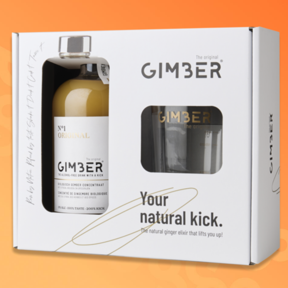 Gimber Delight gift set with bottle and glass