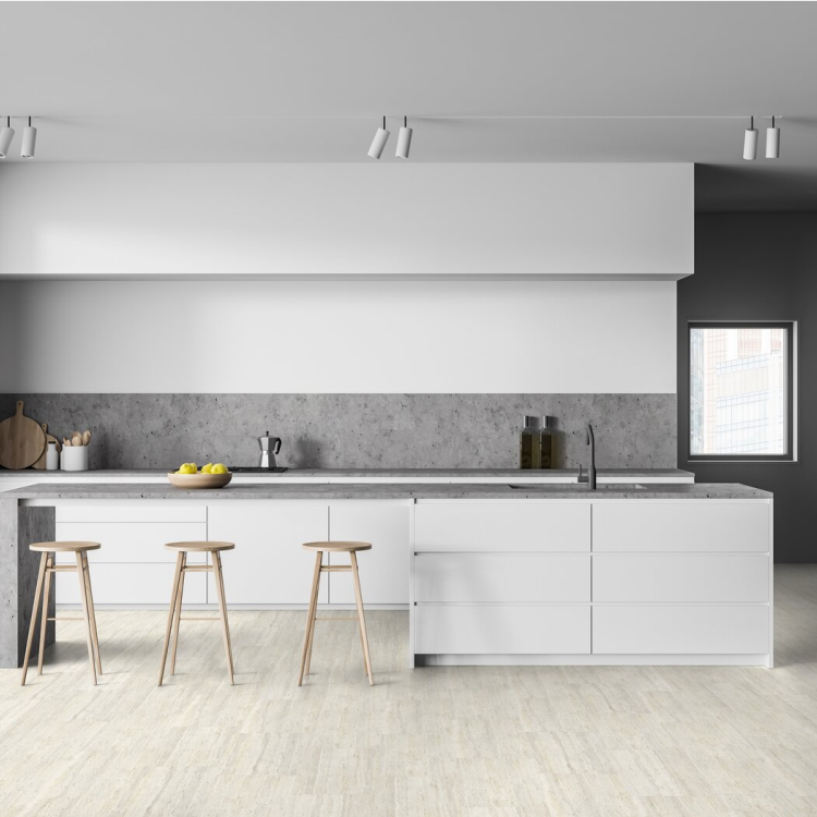 Dalle rectangulaire de sol PVC effet pierre clipsable travertin ivory Gerflor - 72.87 cm x 38.88 cm x 0.42 cm