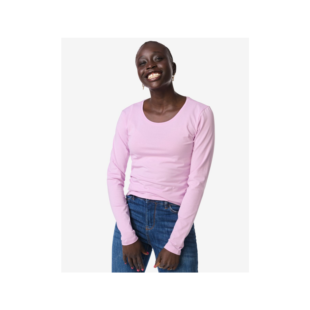 HEMA Dames T-shirt jersey o-neck roze (roze)