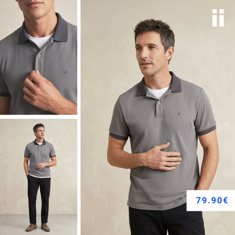 Polo manga corta hombre gris oscuro Ranger