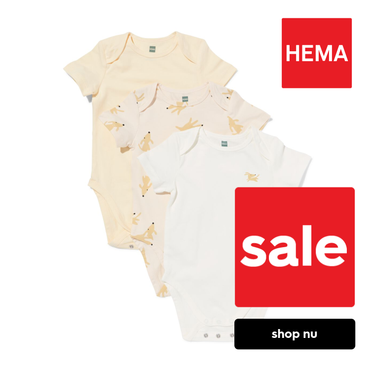 HEMA Baby meegroeirompers dieren - 3 stuks naturel (naturel)