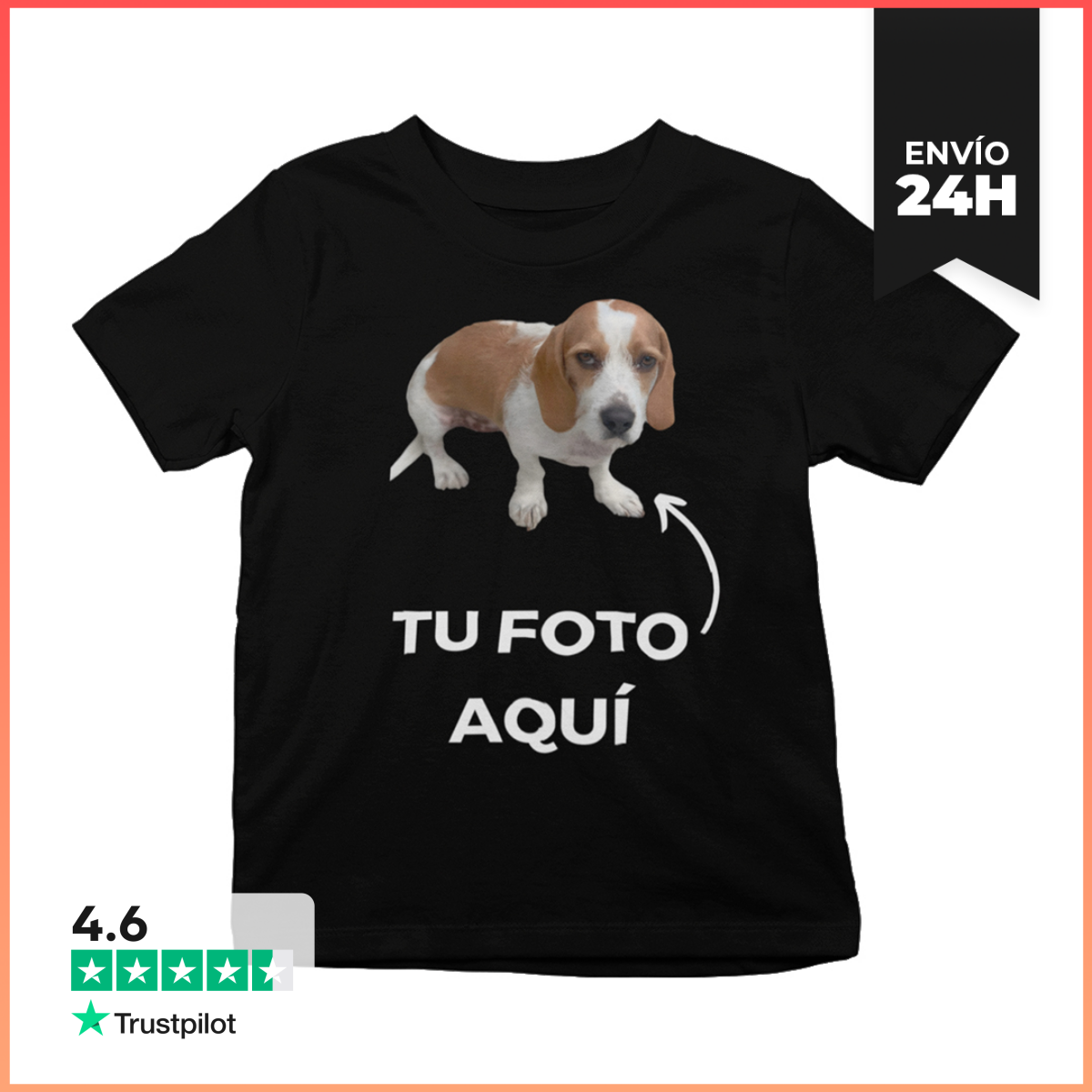 Camiseta Niño Manga Corta Camiseta personalizada negra para niños