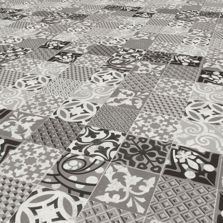 Rouleau 4m de sol PVC effet carreaux ciment pose libre provence black & white Gerflor - 2500 cm x 400 cm x 0.29 cm — vue 3