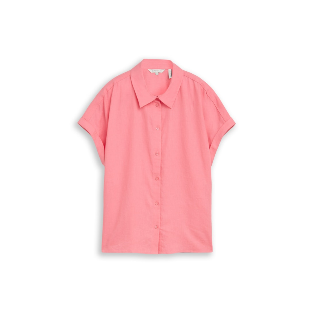 Tom Tailor - Damen Kurzarmbluse - soft fuchsia pink - Größe: 44 - bei Tara-M