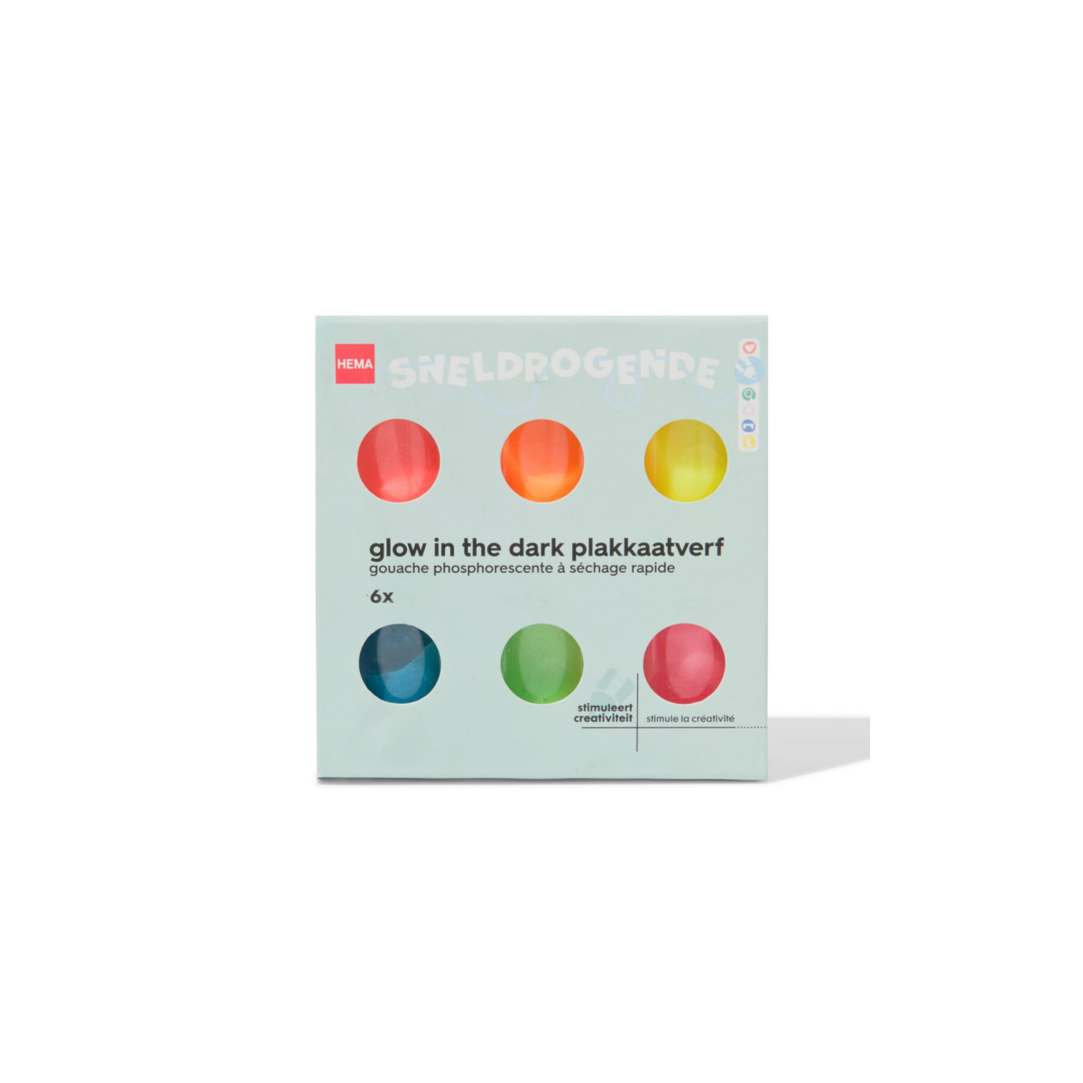 HEMA Plakkaatverf glow in the dark - 6 stuks