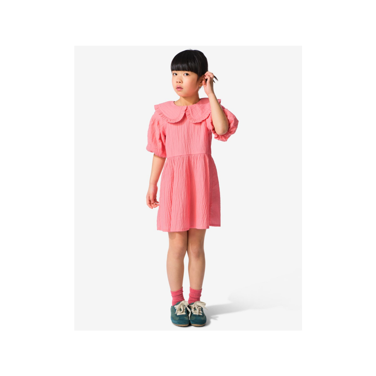 HEMA Kinderjurk jersey geborduurd roze (roze)