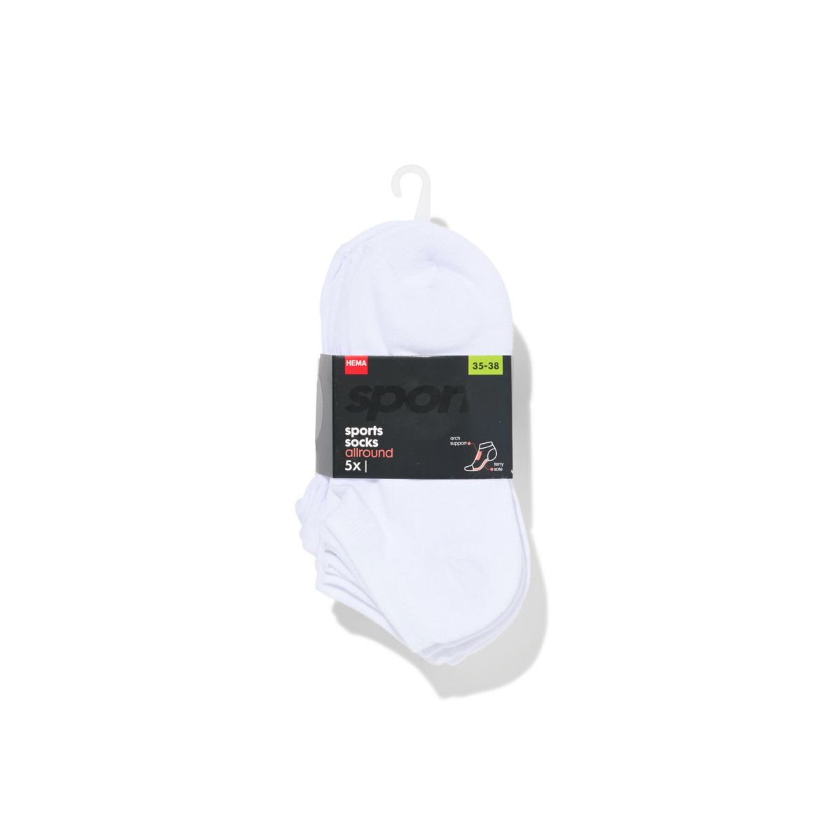 HEMA HEMA Dames Enkelsokken Sport Allround Met Badstof - 5 Paar Wit (wit)