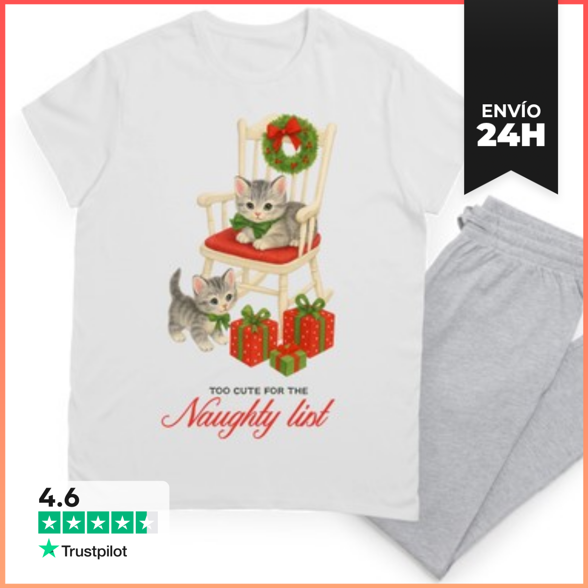 Pijama TOO CUTE FOR THE NAUGHTY LIST XMAS CATS LaTostadora