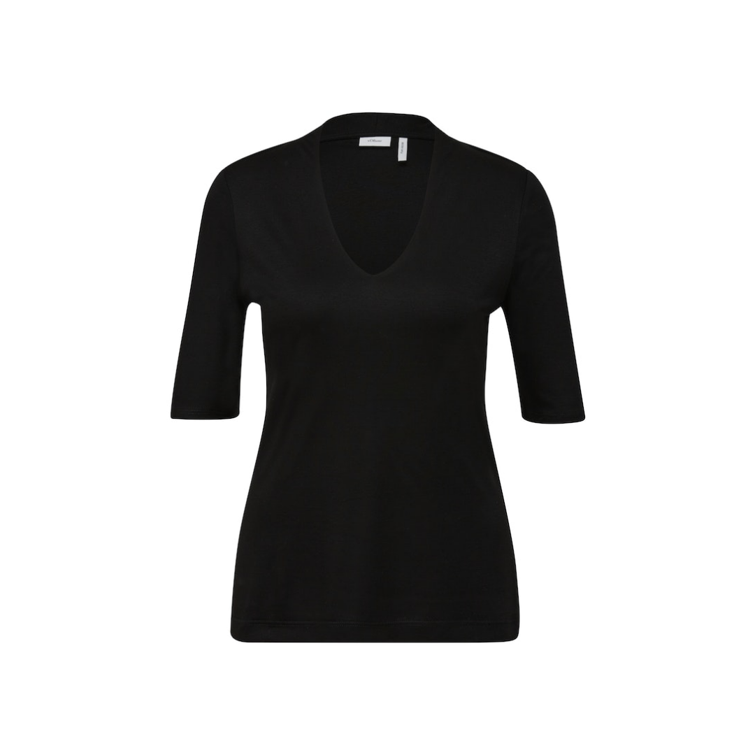 s.Oliver Black Label - Damen T-Shirt - Schwarz - Größe: 36 - bei Tara-M