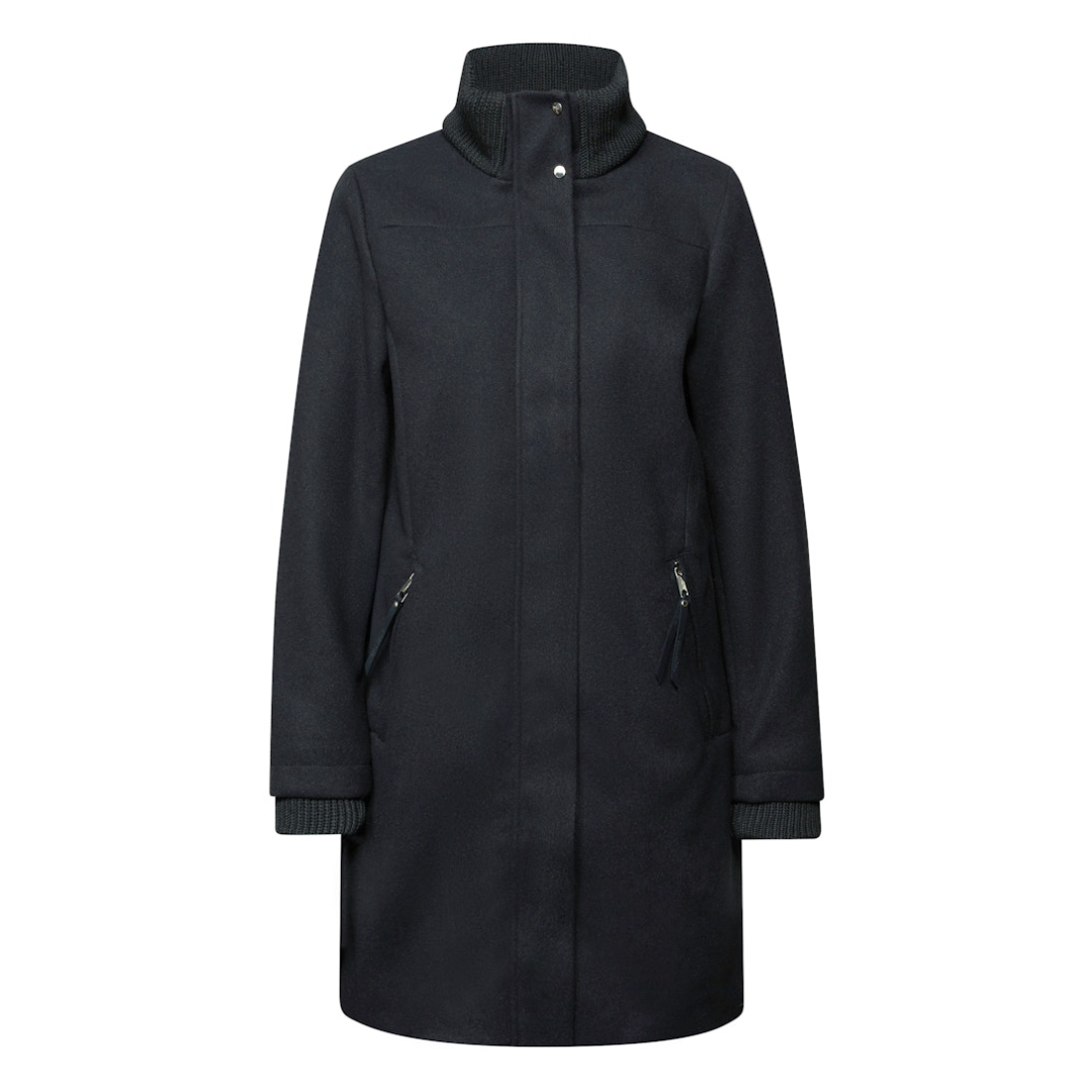 Street One Knit Detail Coat Obsidian Blue