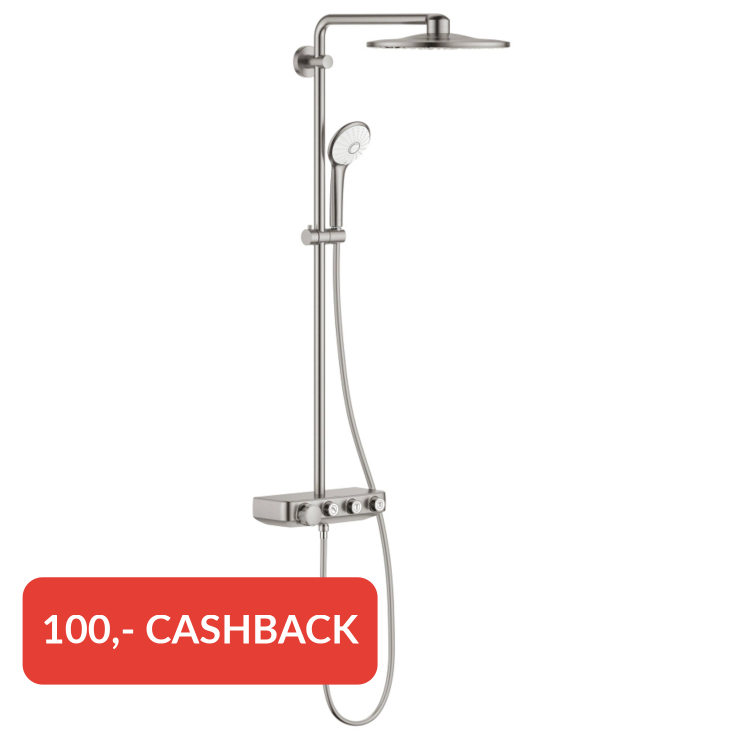 Grohe Euphoria SmartControl 310 regendoucheset met 5 straalsoorten en thermostaatkraan Ø31cm supersteel