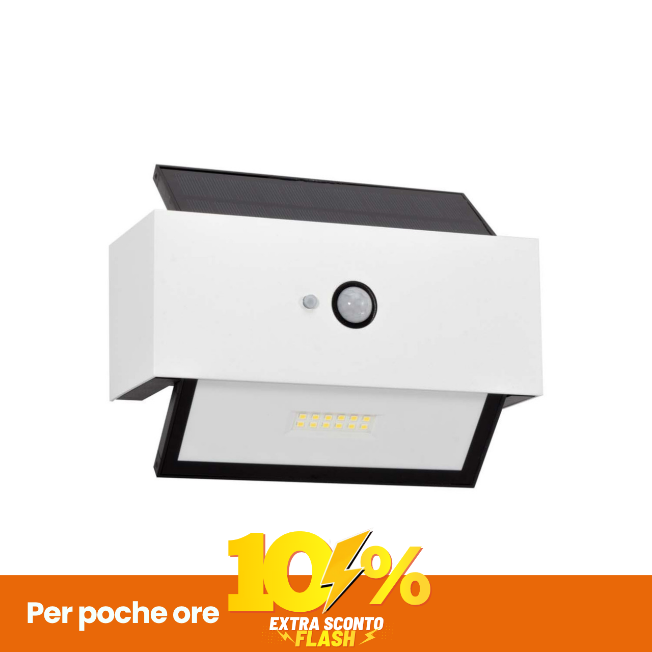 Applique LED Solare Bianca Rettangolare Con Sensore Di Movimento Colore Bianco Naturale 4.000K-image