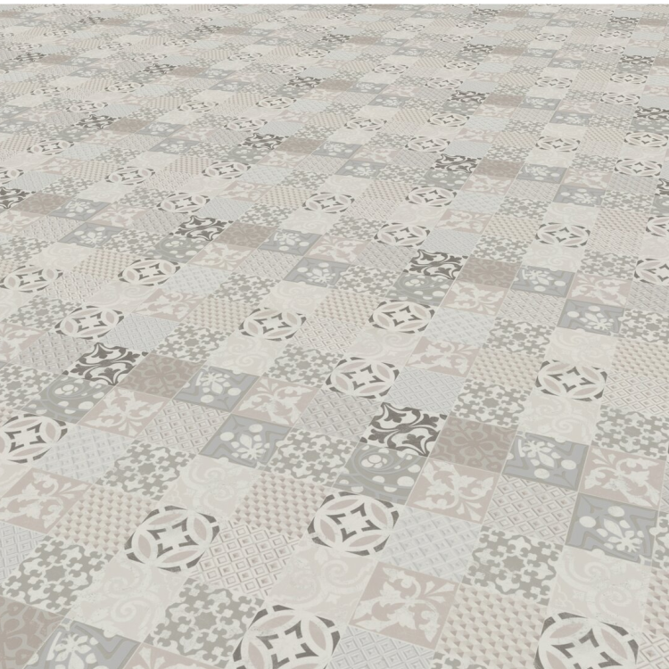 Rouleau 4m de sol PVC effet carreaux ciment pose libre provence creme Gerflor - 2500 cm x 400 cm x 0.29 cm — vue 3