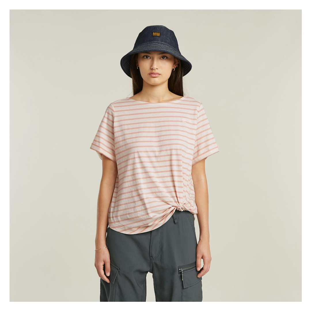 G-star Raw - Damen T-Shirt - lt chalk-liquid pink stripe - Größe: XXL - bei Tara-M