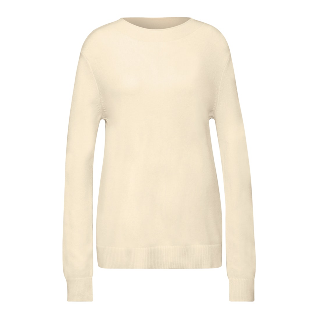 Street One Pullover Rollkante Viskose-Polyacryl-Polyamid-Polyester Soft Beige
