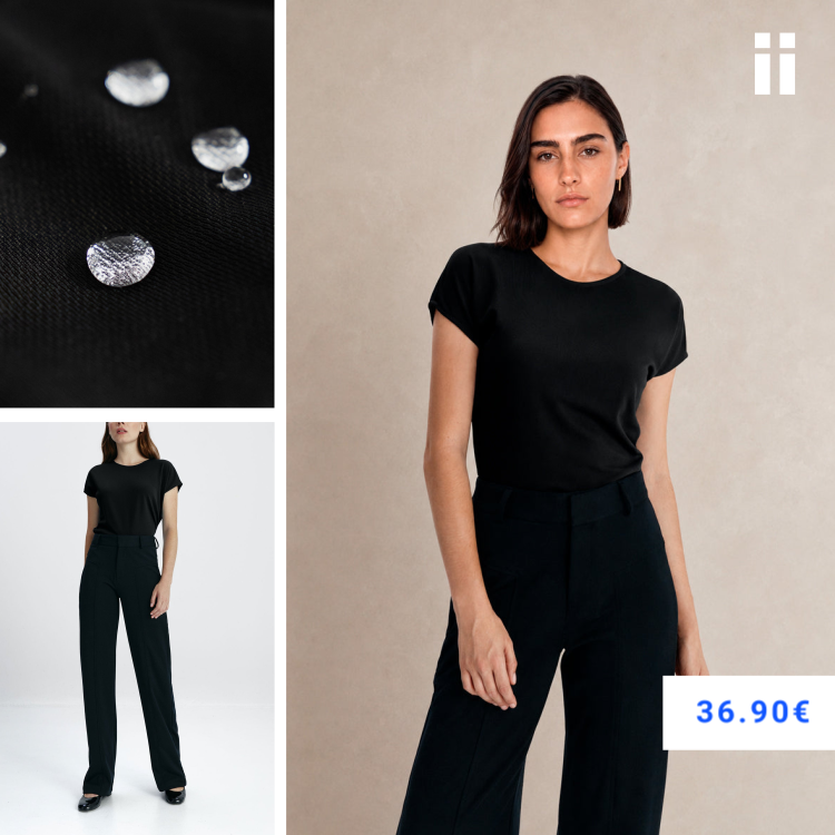 Camiseta negra kimono mujer