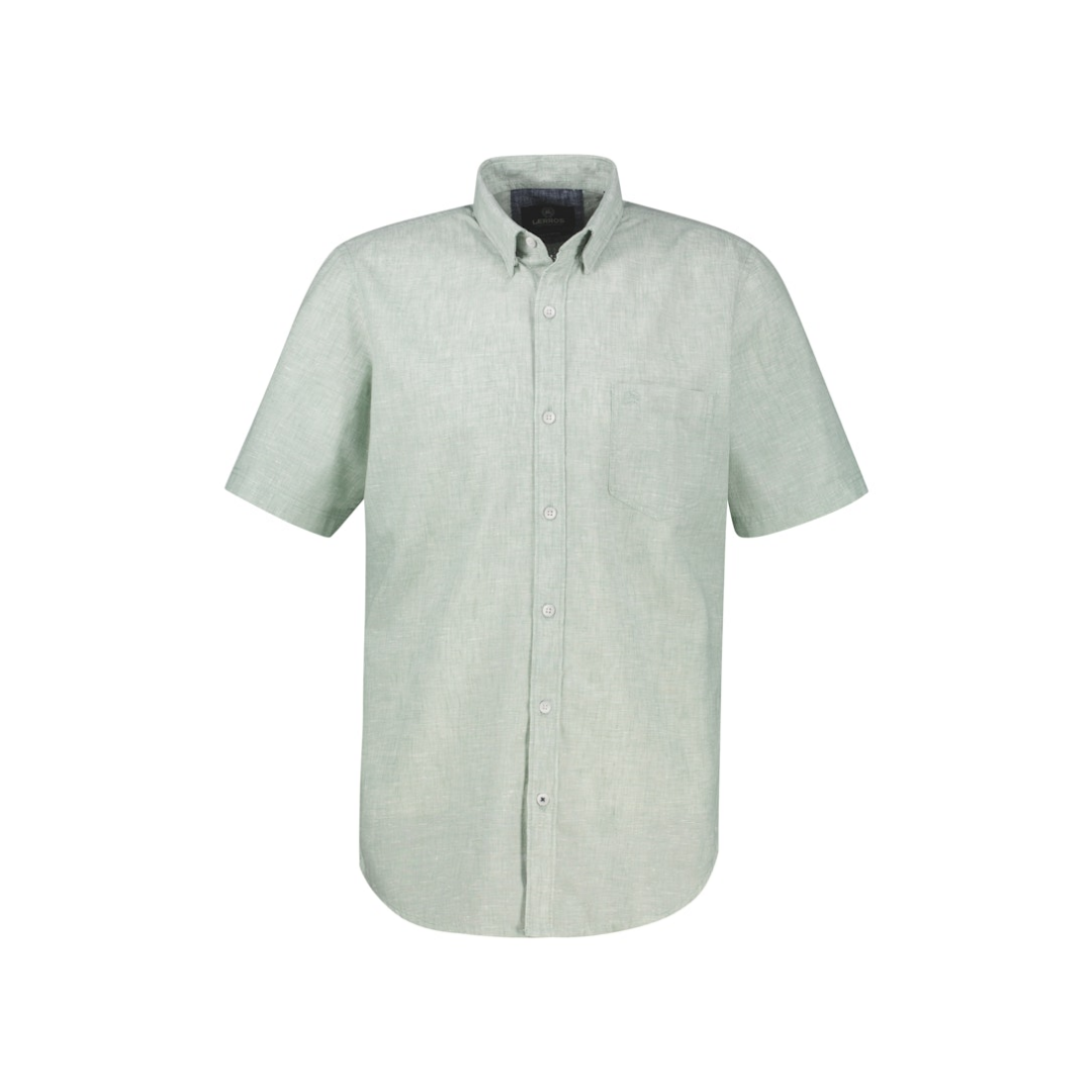 Lerros Kurzarmhemd Unifarbene Sportlich Polyester-Baumwolle Bay Green