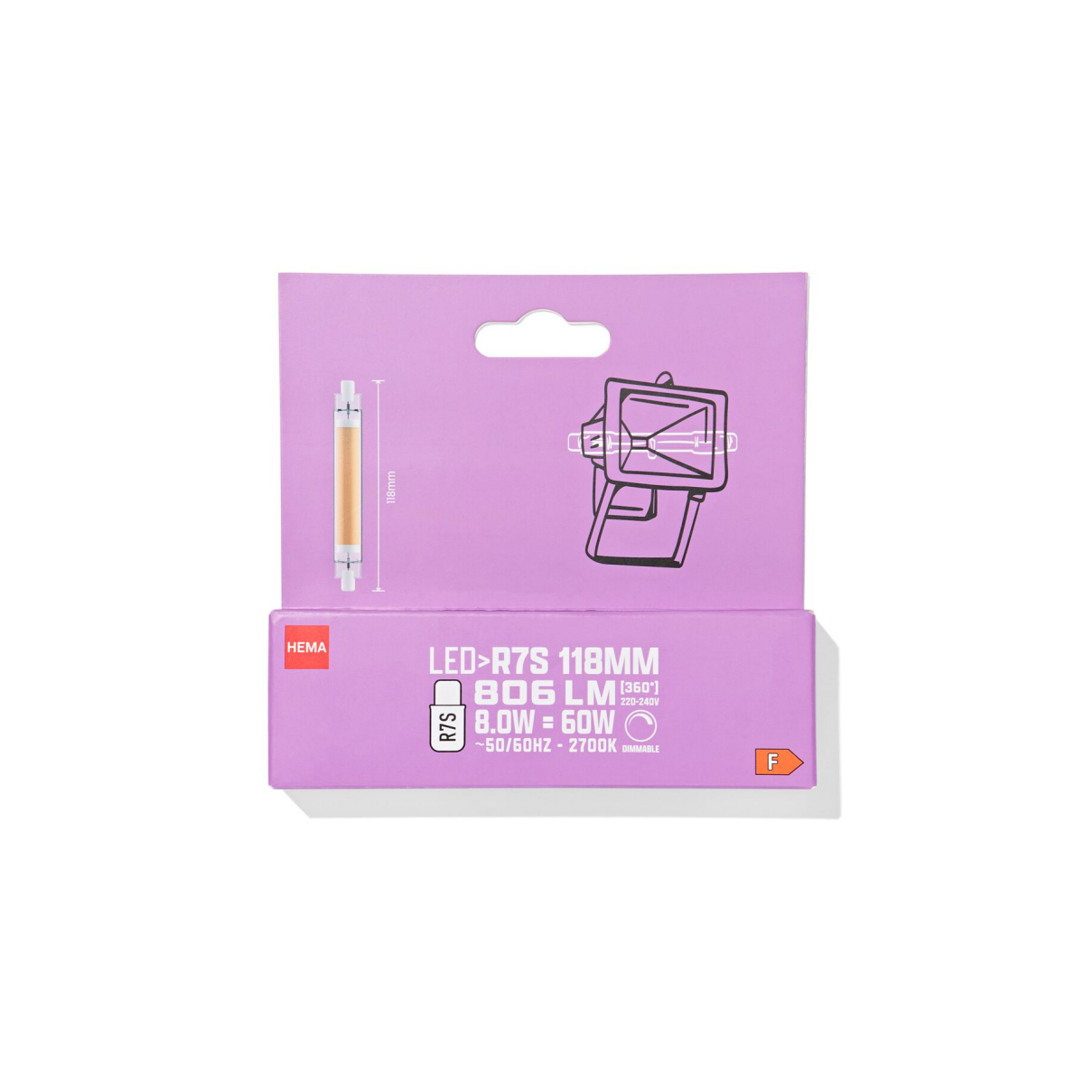 HEMA HEMA Led TL-buis Eel GR7S 8W 806lm Dim