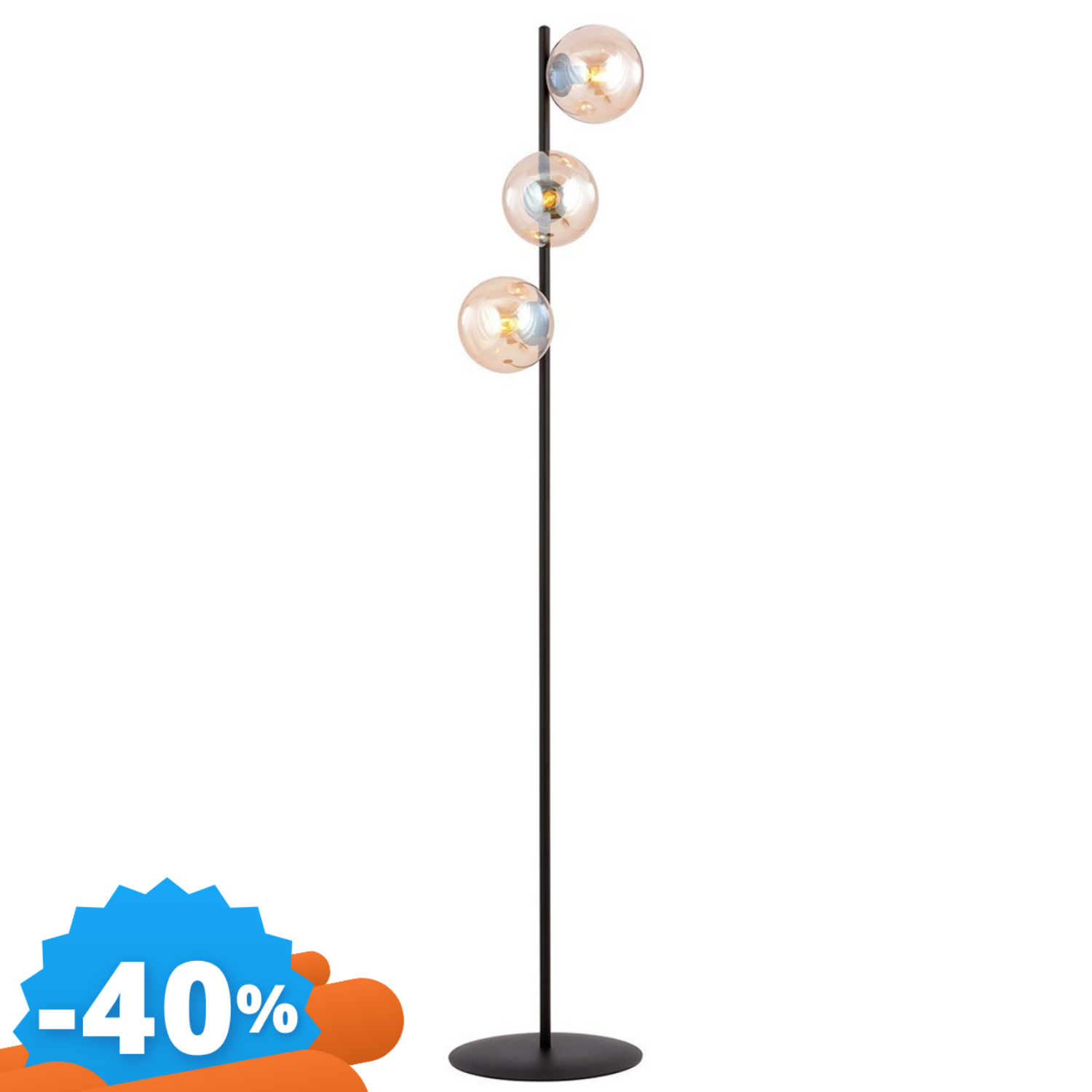 Emibig Lighting Rossi Piantana In Acciaio Lp3 Grafite/Miele/Trasparente 3Xe14