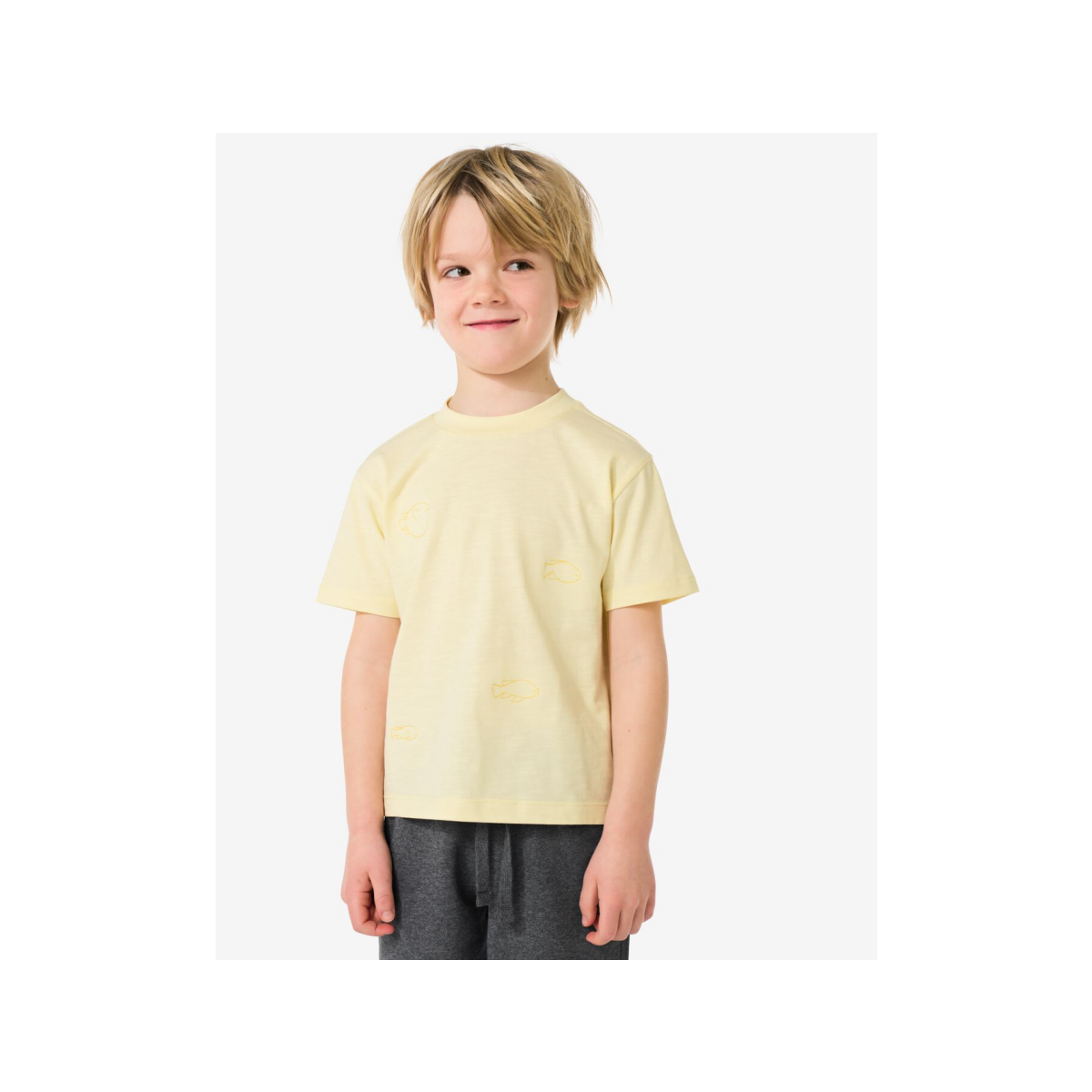 HEMA Kinder T-shirt vissen lichtgeel (lichtgeel)