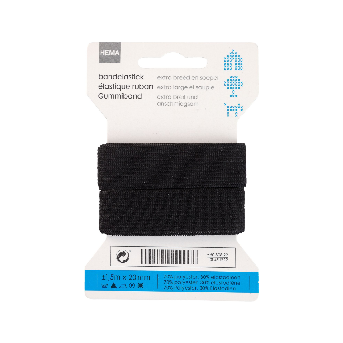 HEMA Bandelastiek 1.5mx20mm soepel zwart (zwart)