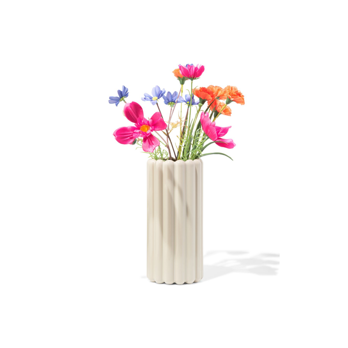 HEMA HEMA Vaas 28cm Keramiek Ribbel Grijs (grijs)